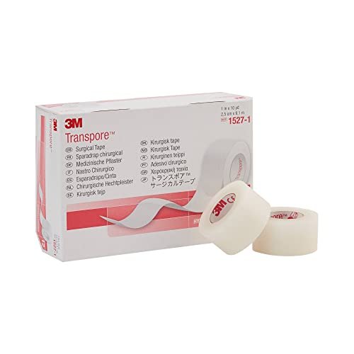 3M Transpore Chirurgisches Klebeband, 2,5 cm x 9,1 m, 12 Rollen (1 Packung)