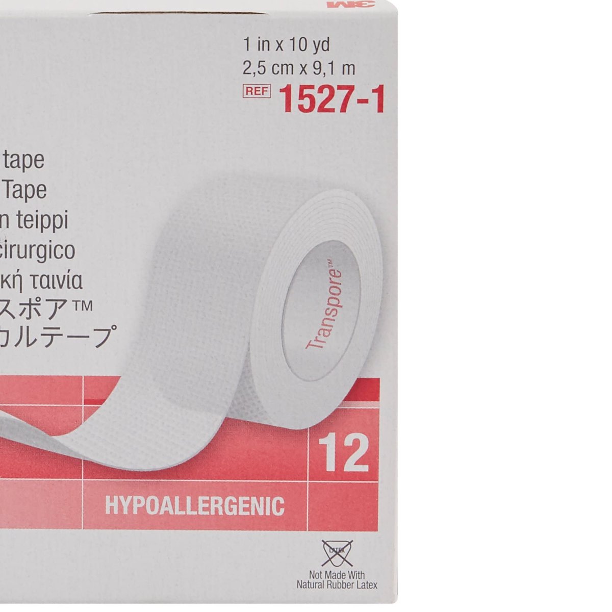 3M Transpore Chirurgisches Klebeband, 2,5 cm x 9,1 m, 12 Rollen (1 Packung)
