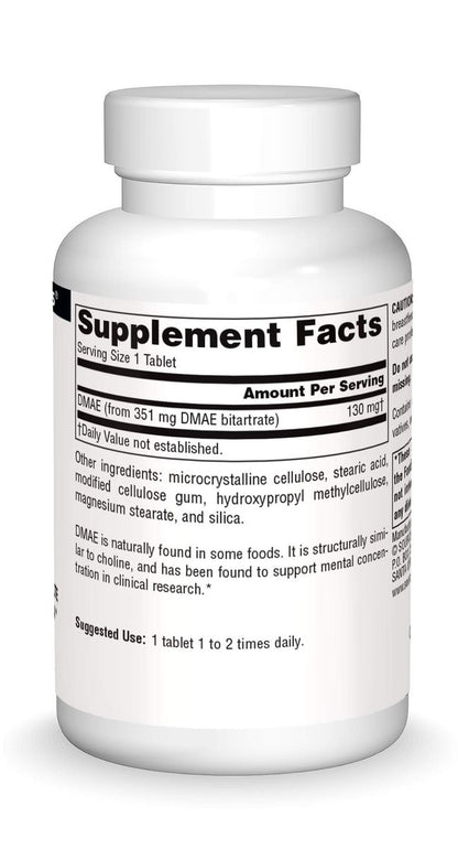 Source Naturals DMAE Bitartrat – Unterstützt mentale Konzentration – 100 Tabletten