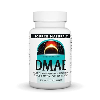Source Naturals DMAE Bitartrat – Unterstützt mentale Konzentration – 100 Tabletten
