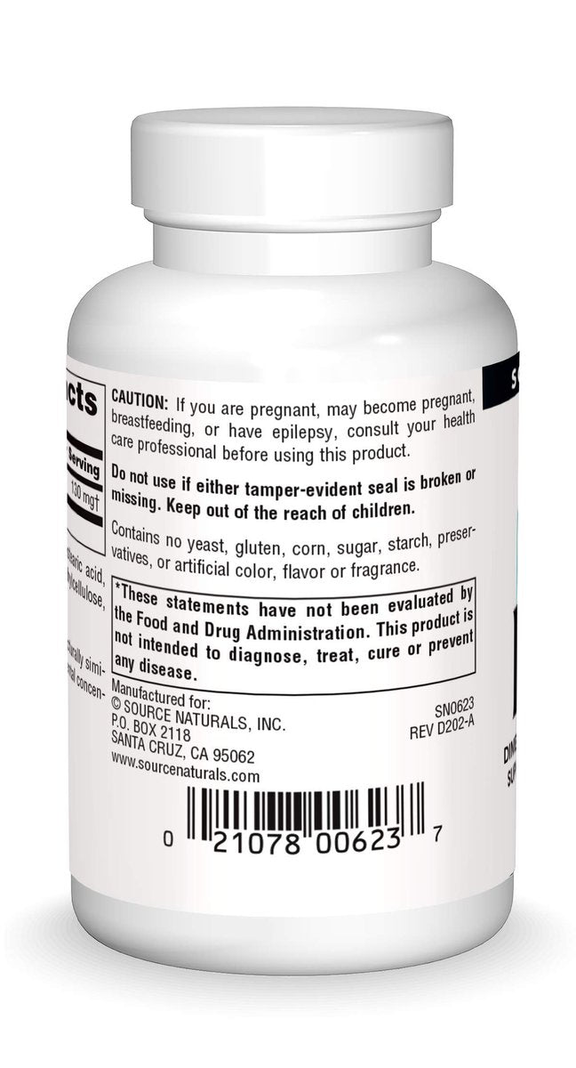 Source Naturals DMAE Bitartrat – Unterstützt mentale Konzentration – 100 Tabletten