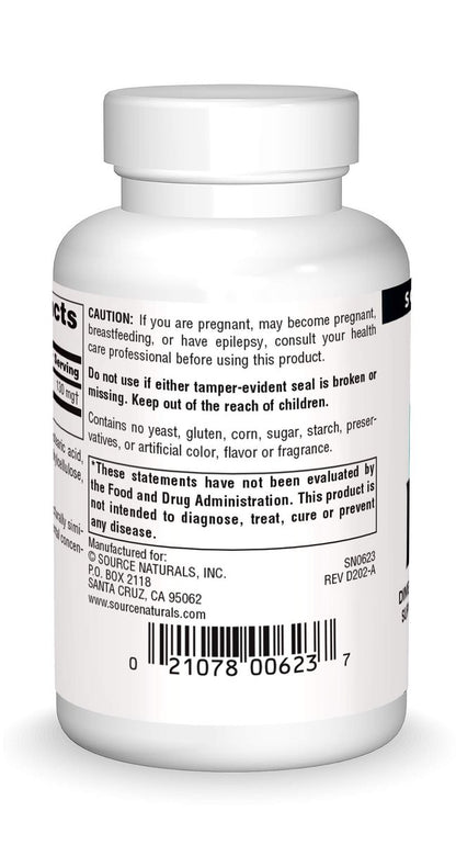 Source Naturals DMAE Bitartrat – Unterstützt mentale Konzentration – 100 Tabletten