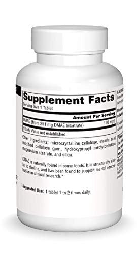 Source Naturals DMAE Bitartrat – Unterstützt mentale Konzentration – 100 Tabletten