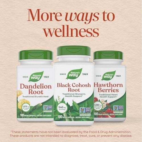 Nature's Way Black Cohosh Wurzel Kapseln – Traditionelles pflanzliches Nahrungsergänzungsmittel für Frauen, Cimicifuga Racemosa Wurzel, Non-GMO Project verifiziert, vegan, 100 Kapseln