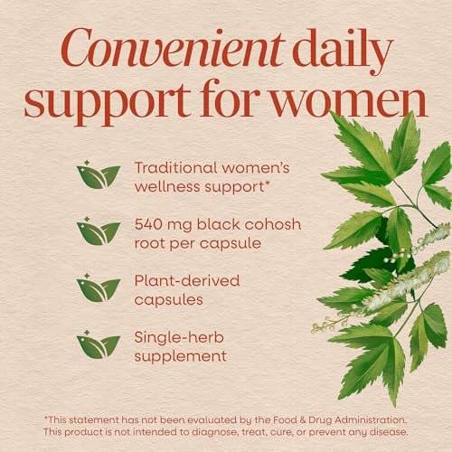 Nature's Way Black Cohosh Wurzel Kapseln – Traditionelles pflanzliches Nahrungsergänzungsmittel für Frauen, Cimicifuga Racemosa Wurzel, Non-GMO Project verifiziert, vegan, 100 Kapseln