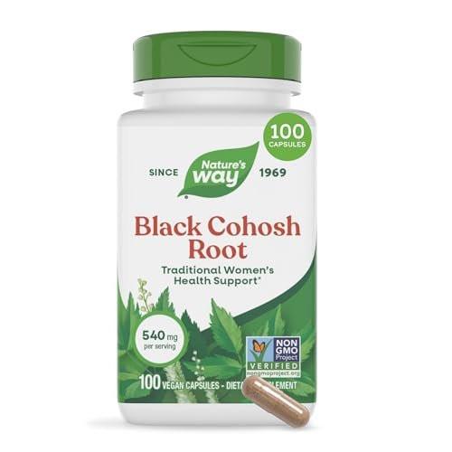 Nature's Way Black Cohosh Wurzel Kapseln – Traditionelles pflanzliches Nahrungsergänzungsmittel für Frauen, Cimicifuga Racemosa Wurzel, Non-GMO Project verifiziert, vegan, 100 Kapseln