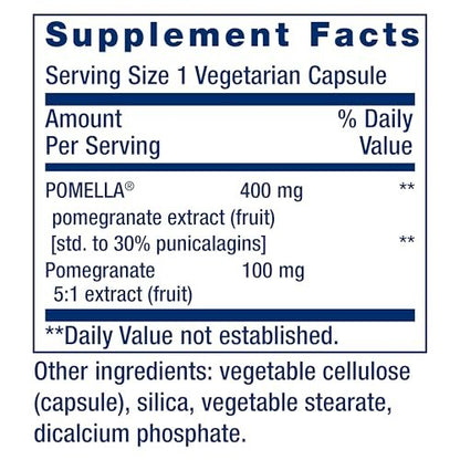 Life Extension Granatapfel-Fruchtextrakt 500 mg – Antioxidantien-Polyphenole für die Herz-Kreislauf-Gesundheit, Superfood, glutenfrei, nicht-GVO, vegetarisch, 30 Kapseln