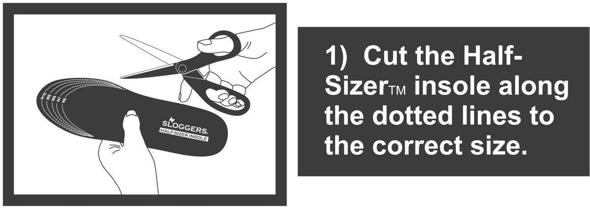Sloggers Cut-to-fit „Half-Sizer“ Einlegesohle zur Größenanpassung – Stil 330BK, Schwarz