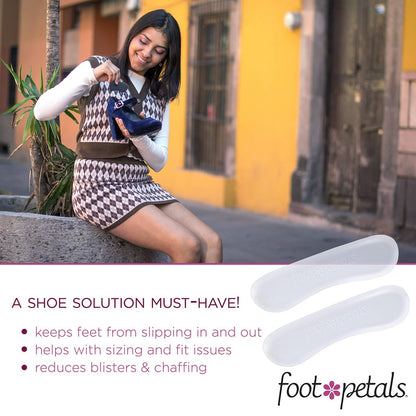Foot Petals Fersenpolster für Frauen – Gel-Einlagen für die Rückseite der Ferse, Schmerzlinderung und perfekte Passform, 1 Paar, Transparent
