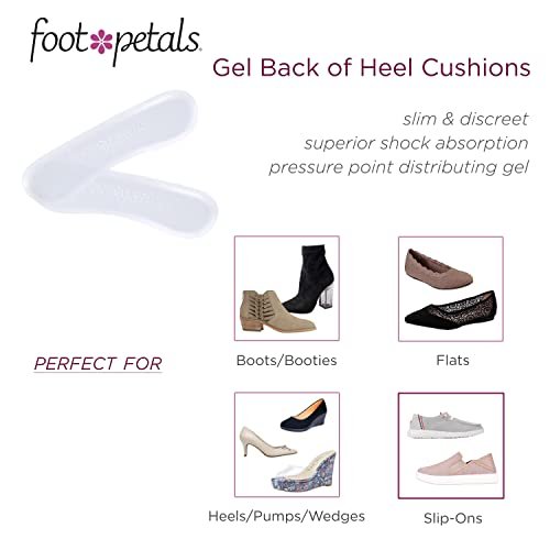 Foot Petals Fersenpolster für Frauen – Gel-Einlagen für die Rückseite der Ferse, Schmerzlinderung und perfekte Passform, 1 Paar, Transparent
