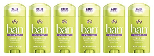 Ban Antiperspirant Deodorant für Frauen und Männer, Invisible Solid, Shower Fresh, 2,6 Unzen (6er Pack)