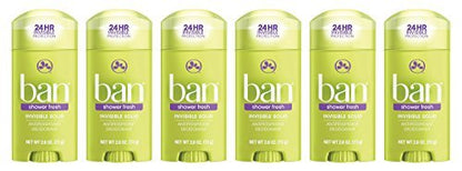 Ban Antiperspirant Deodorant für Frauen und Männer, Invisible Solid, Shower Fresh, 2,6 Unzen (6er Pack)