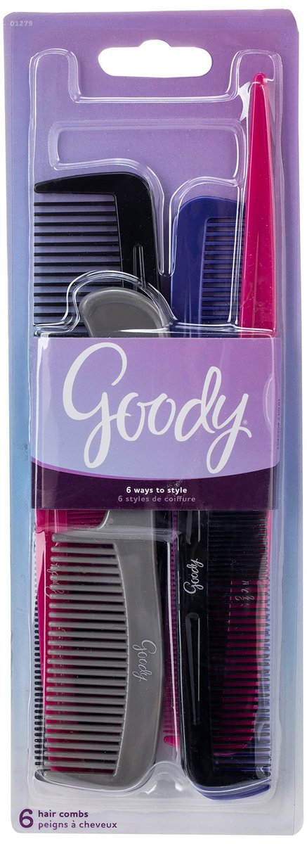 Goody Haarpflege Familien-Set mit 6 Kämmen – Farben sortiert – 1 Packung