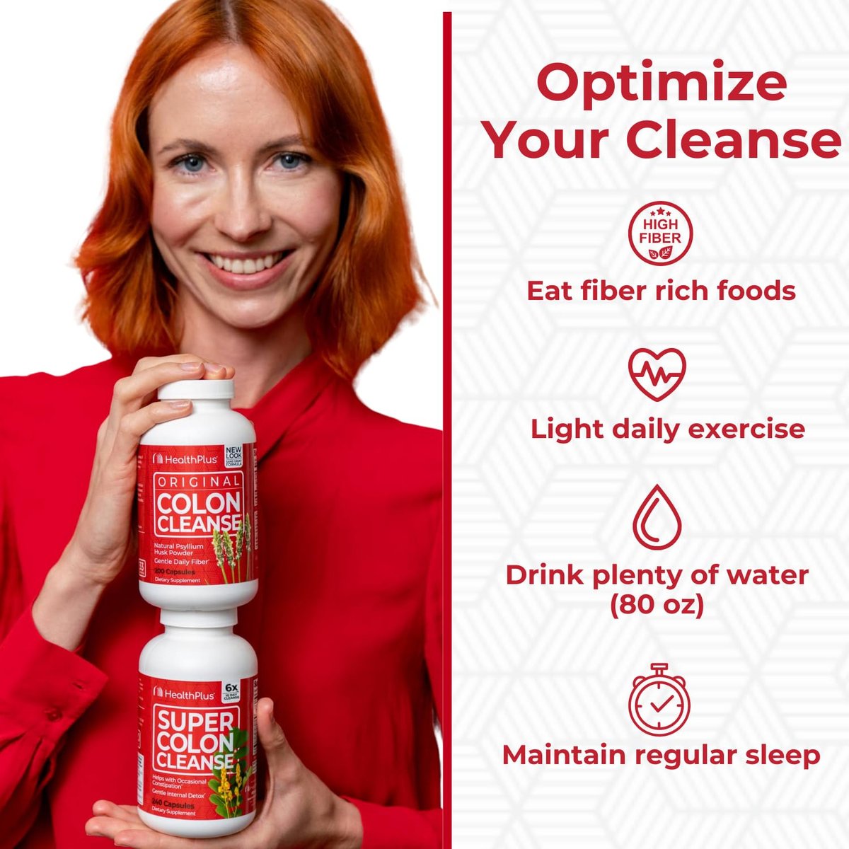 Health Plus Super Colon Cleanse 60-Tage-Kur: Sanfte Darmreinigung mit Flohsamenschalen & Probiotika – 240 Kapseln