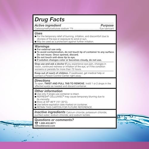 Refresh Celluvisc Gleitgel für trockene Augen, konservierungsmittelfrei, 0,01 Fl Oz Einzeldosisbehälter, 30 Stück