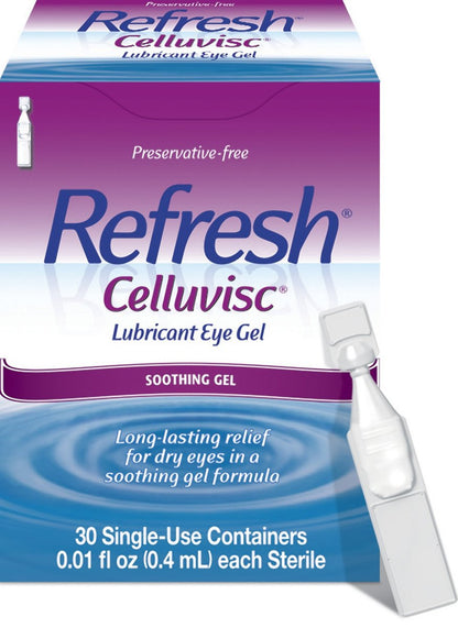 Refresh Celluvisc Gleitgel für trockene Augen, konservierungsmittelfrei, 0,01 Fl Oz Einzeldosisbehälter, 30 Stück