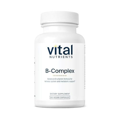 Vital Nutrients Vitamin B-Komplex - Vegane hochdosierte methylierte B-Vitamine für Energieproduktion, Stoffwechsel und Herzgesundheit - gluten-, milch- und sojafrei - 60 Kapseln