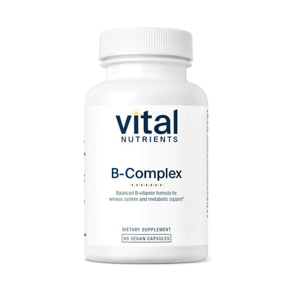 Vital Nutrients Vitamin B-Komplex - Vegane hochdosierte methylierte B-Vitamine für Energieproduktion, Stoffwechsel und Herzgesundheit - gluten-, milch- und sojafrei - 60 Kapseln