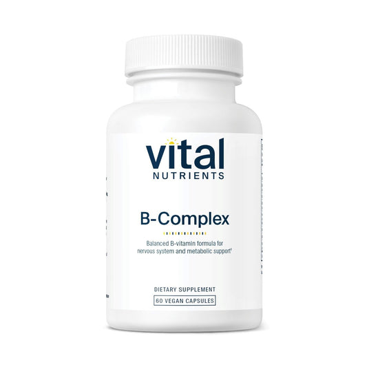 Vital Nutrients Vitamin B-Komplex - Vegane hochdosierte methylierte B-Vitamine für Energieproduktion, Stoffwechsel und Herzgesundheit - gluten-, milch- und sojafrei - 60 Kapseln
