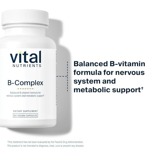 Vital Nutrients Vitamin B-Komplex - Vegane hochdosierte methylierte B-Vitamine für Energieproduktion, Stoffwechsel und Herzgesundheit - gluten-, milch- und sojafrei - 60 Kapseln