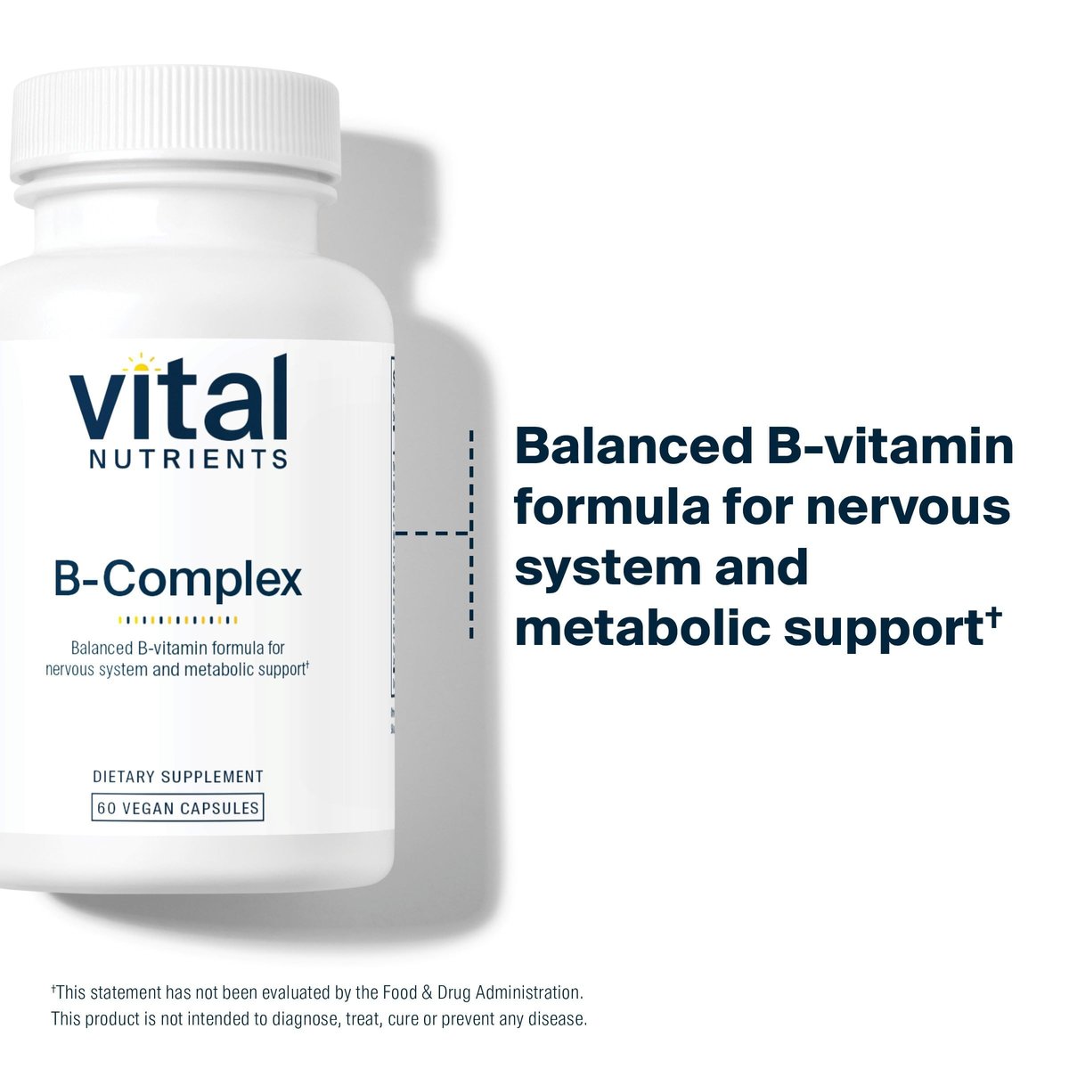 Vital Nutrients Vitamin B-Komplex - Vegane hochdosierte methylierte B-Vitamine für Energieproduktion, Stoffwechsel und Herzgesundheit - gluten-, milch- und sojafrei - 60 Kapseln