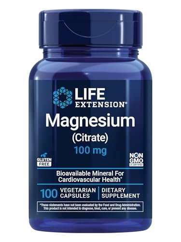 Life Extension Magnesium Citrat 100 mg – 100 vegane Kapseln, Mineralstoffergänzung