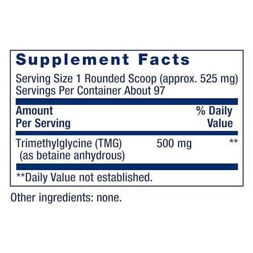 Life Extension TMG Pulver – Trimethylglycin – Unterstützt normale Homocysteinspiegel, Herzgesundheit – Glutenfrei, Nicht-GVO, Vegetarisch – Netto 50 g