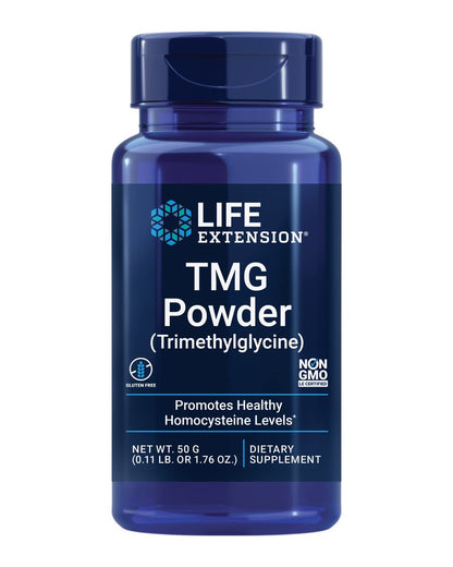 Life Extension TMG Pulver – Trimethylglycin – Unterstützt normale Homocysteinspiegel, Herzgesundheit – Glutenfrei, Nicht-GVO, Vegetarisch – Netto 50 g
