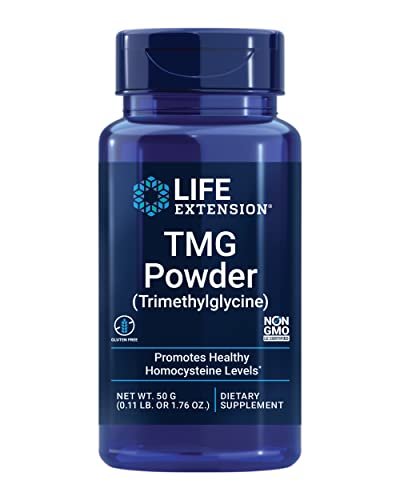 Life Extension TMG Pulver – Trimethylglycin – Unterstützt normale Homocysteinspiegel, Herzgesundheit – Glutenfrei, Nicht-GVO, Vegetarisch – Netto 50 g