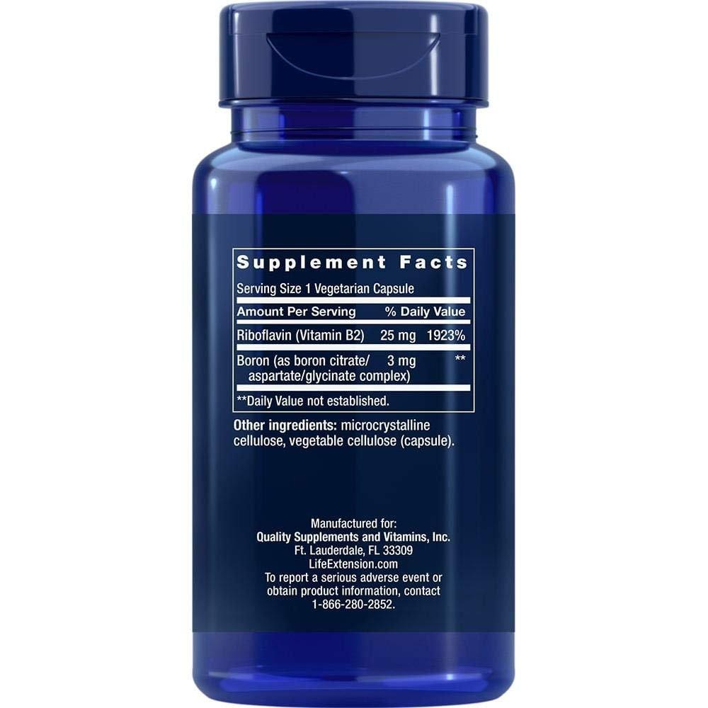 Life Extension Boron 3 mg – Vitamin B2, Unterstützt gesunde Knochen, Knochenstoffwechsel, Immunfunktion, Nervensystem, Glutenfrei, Nicht-GVO, Vegetarisch, 100 Kapseln
