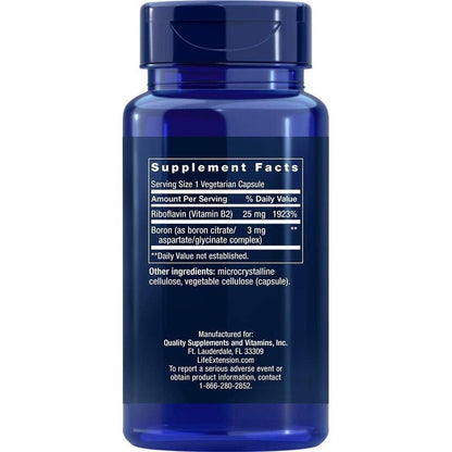 Life Extension Boron 3 mg – Vitamin B2, Unterstützt gesunde Knochen, Knochenstoffwechsel, Immunfunktion, Nervensystem, Glutenfrei, Nicht-GVO, Vegetarisch, 100 Kapseln