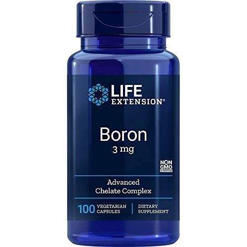 Life Extension Boron 3 mg – Vitamin B2, Unterstützt gesunde Knochen, Knochenstoffwechsel, Immunfunktion, Nervensystem, Glutenfrei, Nicht-GVO, Vegetarisch, 100 Kapseln