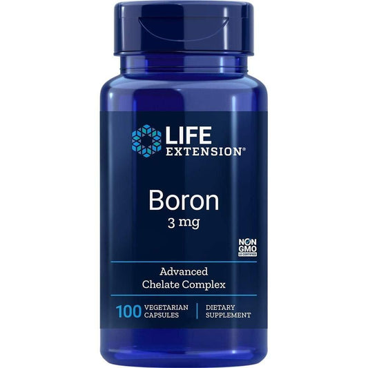 Life Extension Boron 3 mg – Vitamin B2, Unterstützt gesunde Knochen, Knochenstoffwechsel, Immunfunktion, Nervensystem, Glutenfrei, Nicht-GVO, Vegetarisch, 100 Kapseln