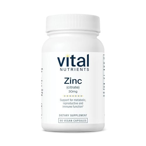 Vital Nutrients Zinkcitrat 30mg – Leicht absorbierbares Immununterstützungspräparat – Veganes Zink – Gluten-, Milch- und sojafrei – Non-GMO – 30mg – 90 Kapseln