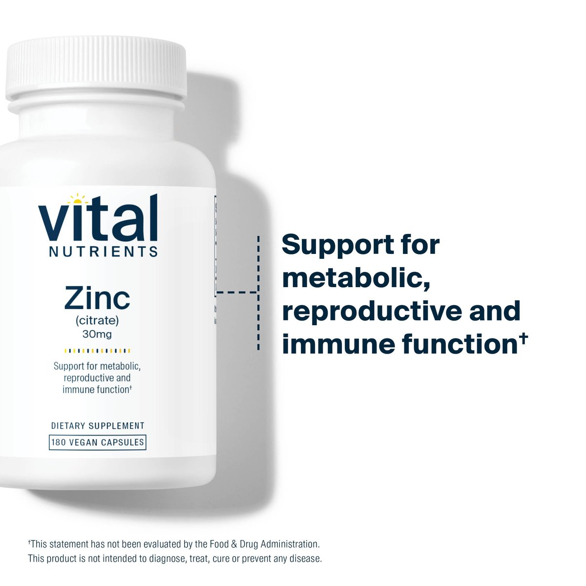 Vital Nutrients Zinkcitrat 30mg – Leicht absorbierbares Immununterstützungspräparat – Veganes Zink – Gluten-, Milch- und sojafrei – Non-GMO – 30mg – 90 Kapseln