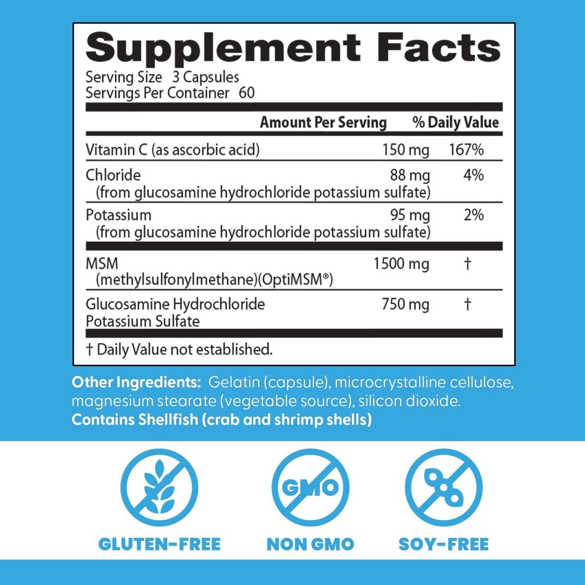 Doctor's Best Synergistic Glucosamine mit MSM Formel – Gelenkunterstützung für Frauen und Männer, mit Vitamin C, Kalium und Chlorid, Non-GMO, glutenfrei, sojafrei – 180 Kapseln