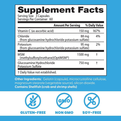 Doctor's Best Synergistic Glucosamine mit MSM Formel – Gelenkunterstützung für Frauen und Männer, mit Vitamin C, Kalium und Chlorid, Non-GMO, glutenfrei, sojafrei – 180 Kapseln
