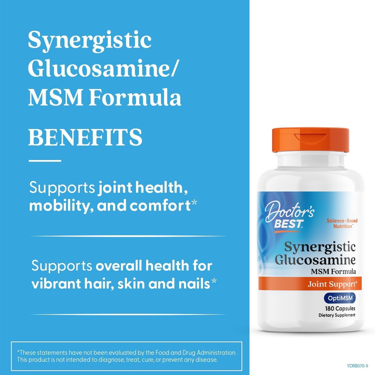 Doctor's Best Synergistic Glucosamine mit MSM Formel – Gelenkunterstützung für Frauen und Männer, mit Vitamin C, Kalium und Chlorid, Non-GMO, glutenfrei, sojafrei – 180 Kapseln