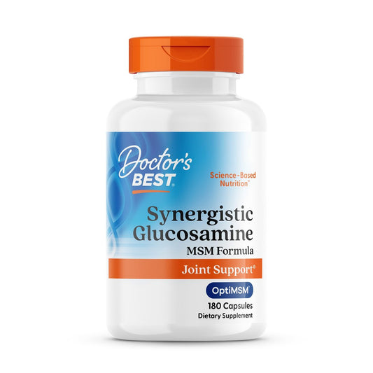 Doctor's Best Synergistic Glucosamine mit MSM Formel – Gelenkunterstützung für Frauen und Männer, mit Vitamin C, Kalium und Chlorid, Non-GMO, glutenfrei, sojafrei – 180 Kapseln