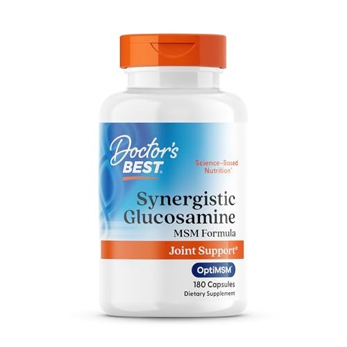 Doctor's Best Synergistic Glucosamine mit MSM Formel – Gelenkunterstützung für Frauen und Männer, mit Vitamin C, Kalium und Chlorid, Non-GMO, glutenfrei, sojafrei – 180 Kapseln