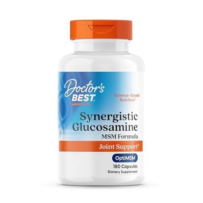 Doctor's Best Synergistic Glucosamine mit MSM Formel – Gelenkunterstützung für Frauen und Männer, mit Vitamin C, Kalium und Chlorid, Non-GMO, glutenfrei, sojafrei – 180 Kapseln