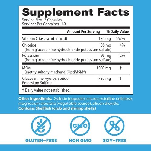 Doctor's Best Synergistic Glucosamine mit MSM Formel – Gelenkunterstützung für Frauen und Männer, mit Vitamin C, Kalium und Chlorid, Non-GMO, glutenfrei, sojafrei – 180 Kapseln