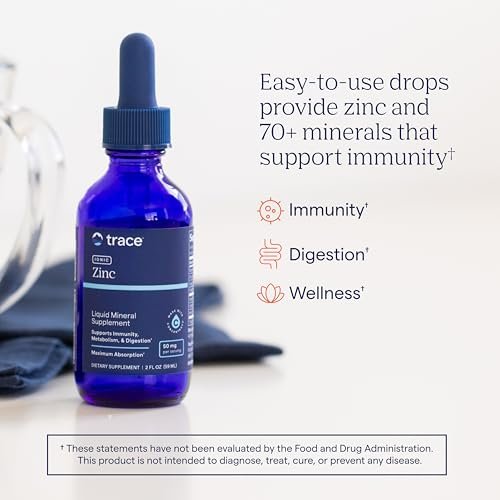 Trace Minerals | Flüssiges Ionisches Zink | 50 mg Zink mit Magnesium | Unterstützt Immunsystem, Verdauung, Wachstum & Entwicklung | Für Kinder und Erwachsene | 45 Portionen, 60 ml (1 Packung)