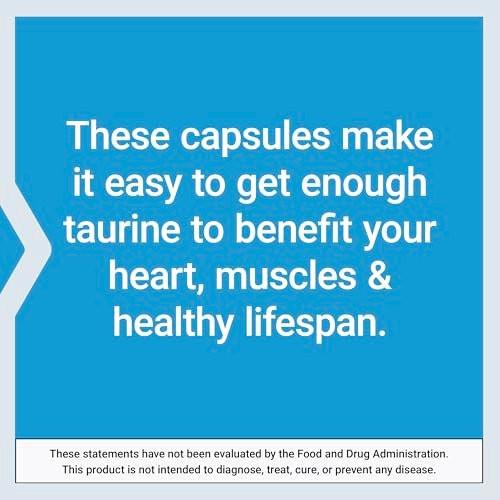 Life Extension Taurin – Reines Taurin-Aminosäurepräparat für Herz, Leber und Gehirn, 1000 mg, Non-GMO, glutenfrei, 90 vegetarische Kapseln