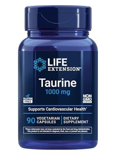 Life Extension Taurin – Reines Taurin-Aminosäurepräparat für Herz, Leber und Gehirn, 1000 mg, Non-GMO, glutenfrei, 90 vegetarische Kapseln