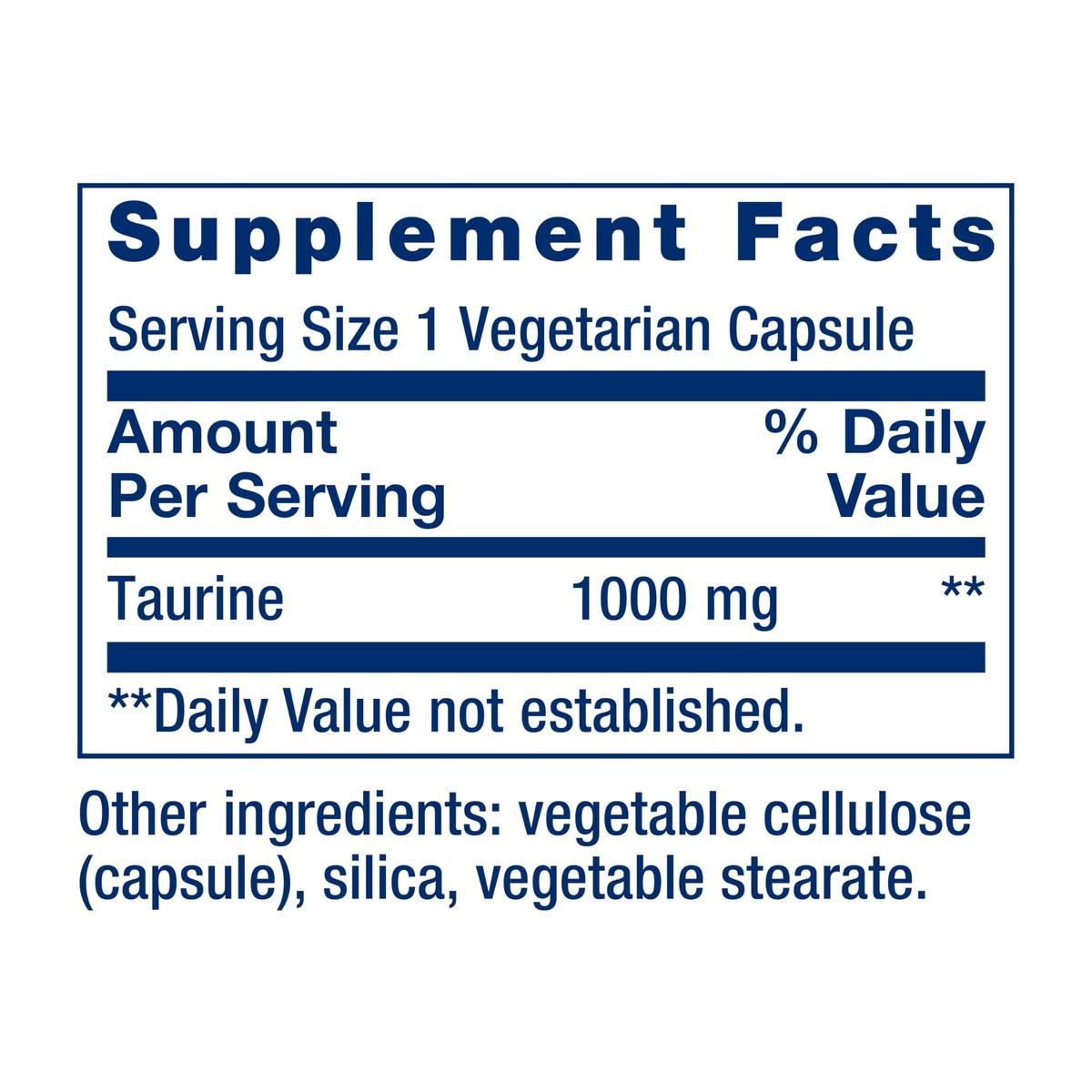 Life Extension Taurin – Reines Taurin-Aminosäurepräparat für Herz, Leber und Gehirn, 1000 mg, Non-GMO, glutenfrei, 90 vegetarische Kapseln