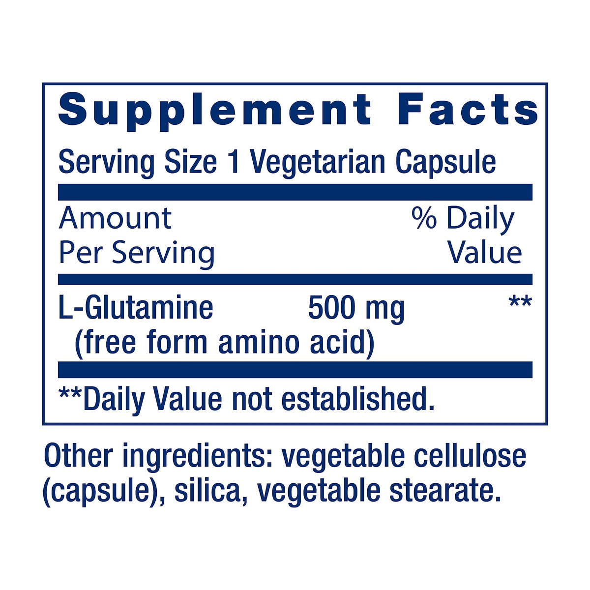 Life Extension L-Glutamin 500 mg – 100 Kapseln, Aminosäure für Muskel- und Immununterstützung, glutenfrei, nicht-GVO
