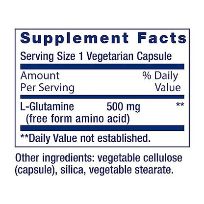 Life Extension L-Glutamin 500 mg – 100 Kapseln, Aminosäure für Muskel- und Immununterstützung, glutenfrei, nicht-GVO