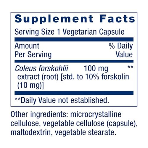 Life Extension Forskolin 10 mg – Coleus forskohlii Extrakt für zelluläre Energie & Stoffwechselunterstützung, 60 Kapseln, vegetarisch, nicht-GVO, glutenfrei