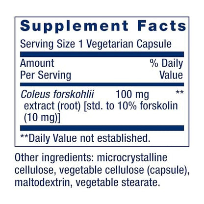 Life Extension Forskolin 10 mg – Coleus forskohlii Extrakt für zelluläre Energie & Stoffwechselunterstützung, 60 Kapseln, vegetarisch, nicht-GVO, glutenfrei
